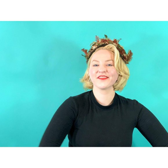 Vintage 1950s Feather Hat Pinehurst Brown Round Cap - Picture 6 of 9